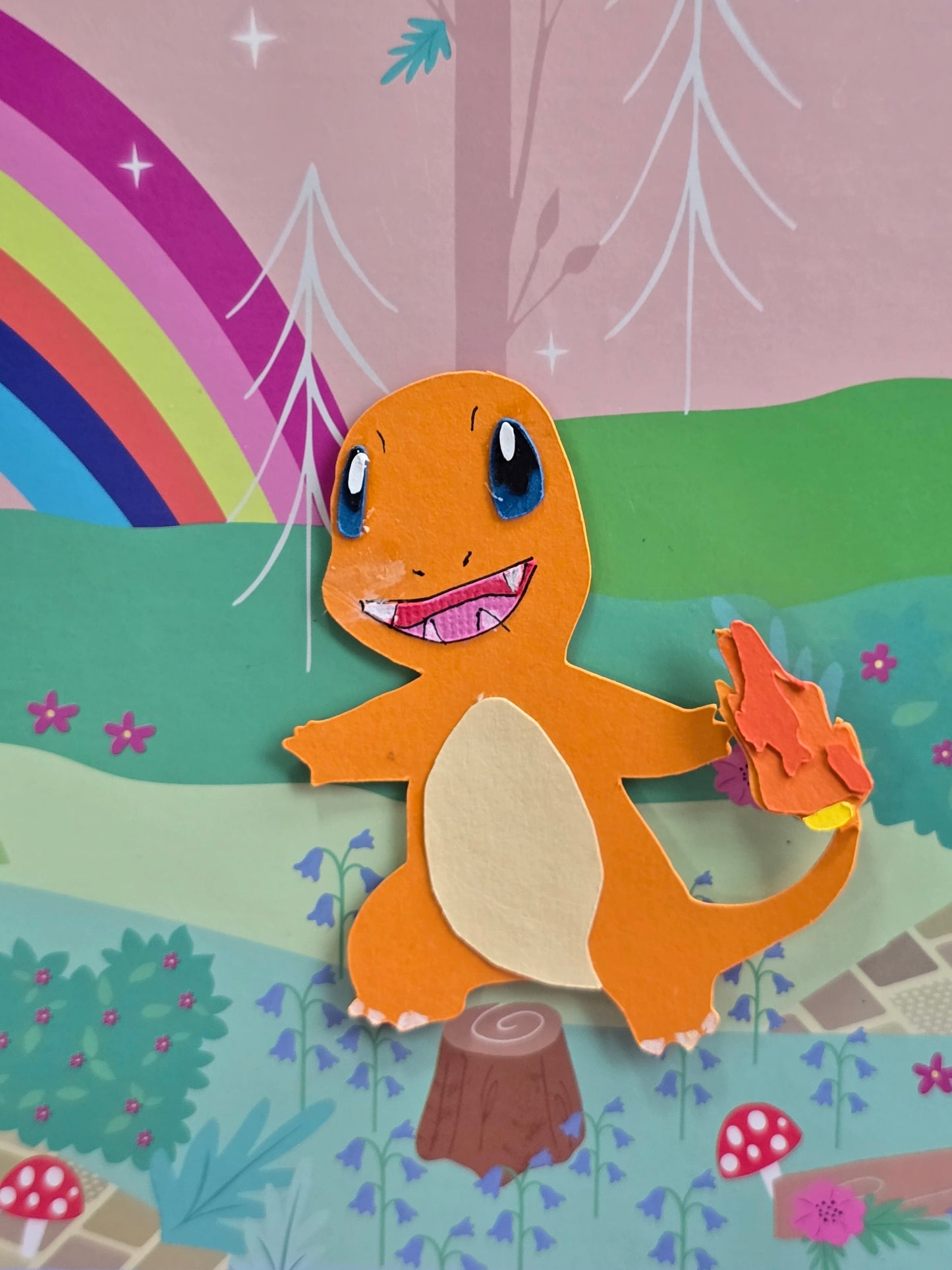 Charmander Kawaii Paper Character | Custom Pokemon Collectible Décor | Handmade Gifts for Fandom Lovers