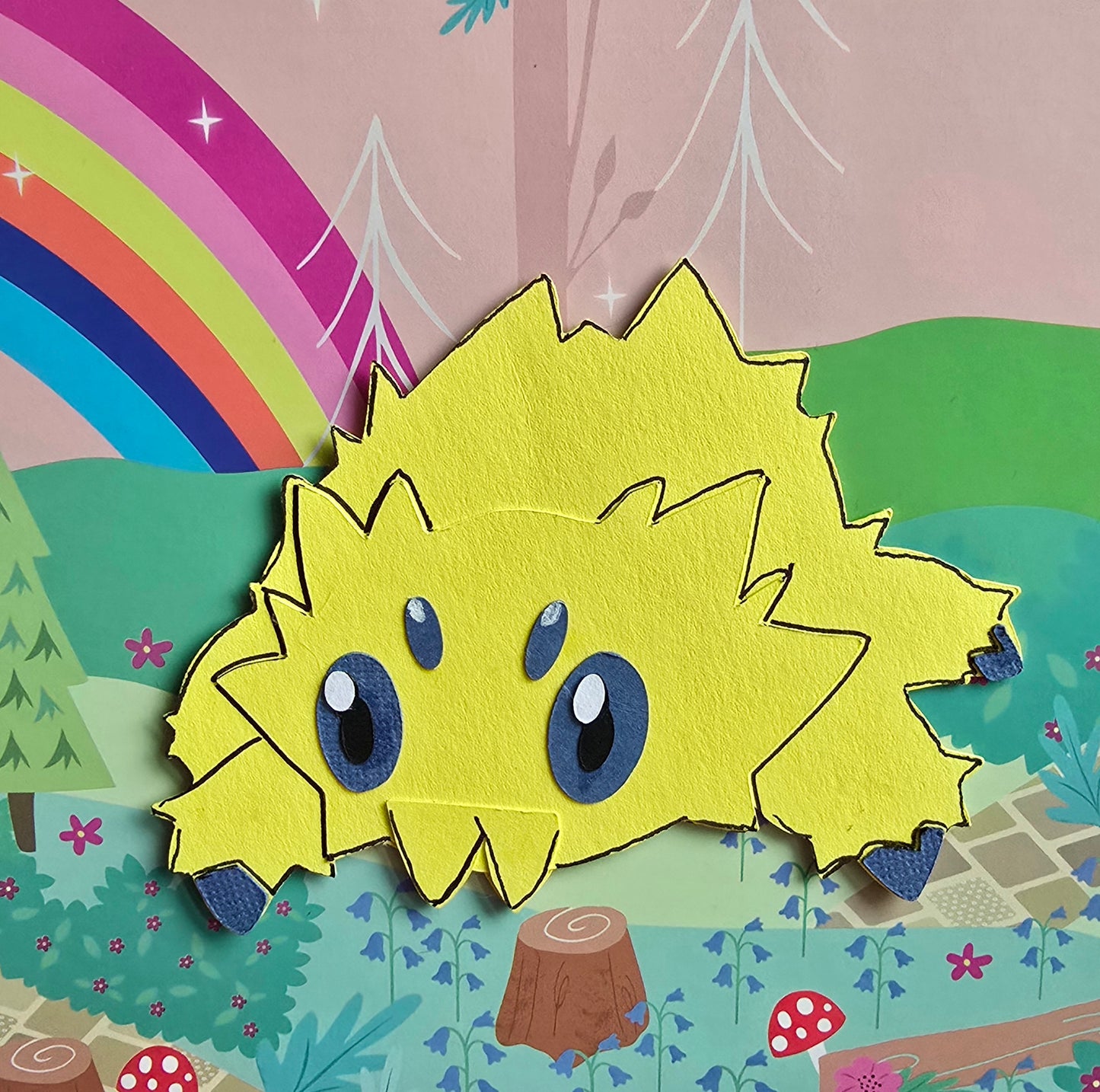 Joltik Kawaii Paper Character | Custom Pokemon Collectible Décor | Handmade Gifts for Fandom Lovers