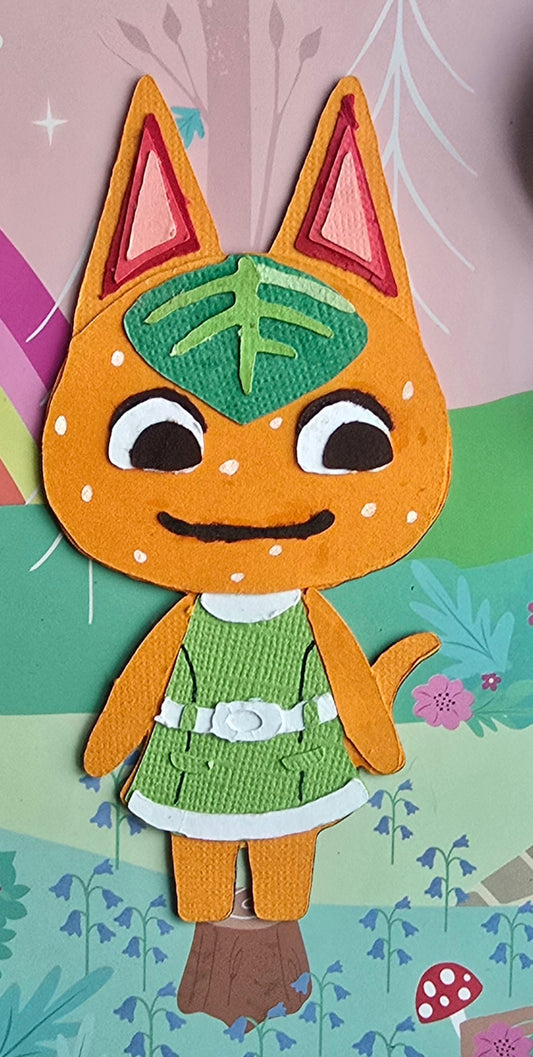 Tangy Kawaii Paper Character | Custom Animal Crossing Collectible Décor | Handmade Gifts for Fandom Lovers