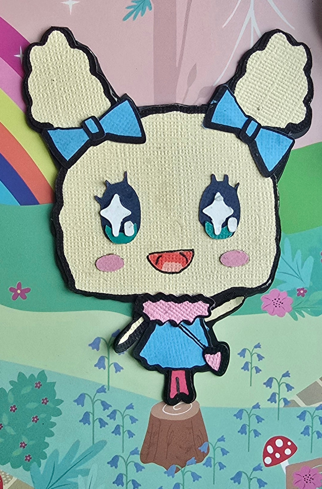 Lovelitchi Kawaii Paper Character | Custom Tamagotchi Collectible Décor | Handmade Gifts for Fandom Lovers